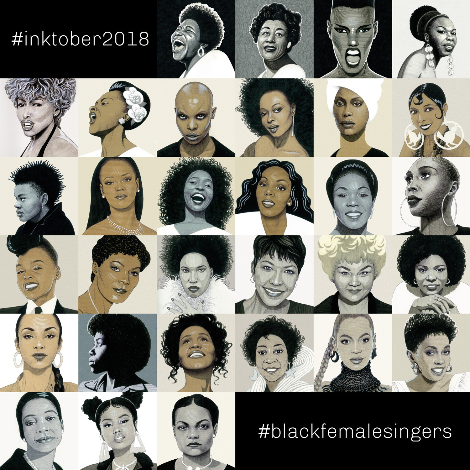 inktober 2018: black female singers