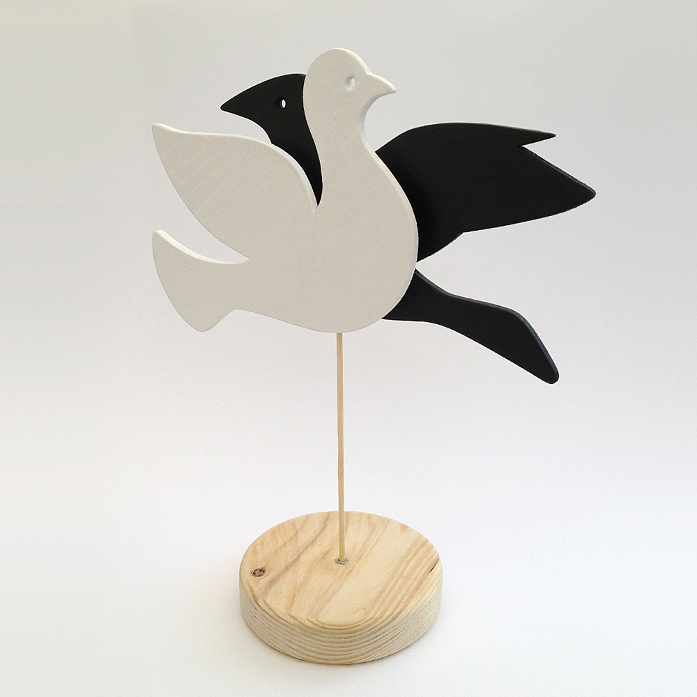 flat sculpture dove raven