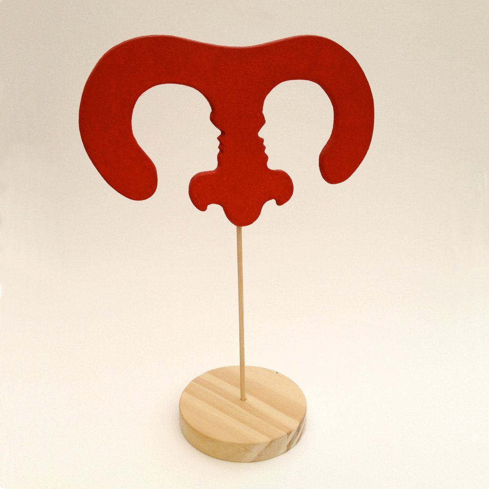 flat sculpture red mask